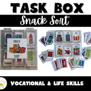 Task Box for Special Education | DIY Task Box  | Autism Task Box | Life Skills Task Box | Vocational Task Box | Snack Sort  | Autism Task