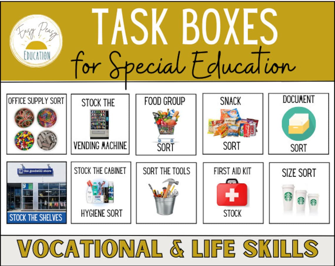 Special Education Task Box 6 Box DIY BUNDLE Life Skills & - Etsy