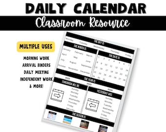 Daily Calendar Resource | Morning Meeting | Weather | Seasons | Today is, Tomorrow will be | Month, Day and year | Morning Work