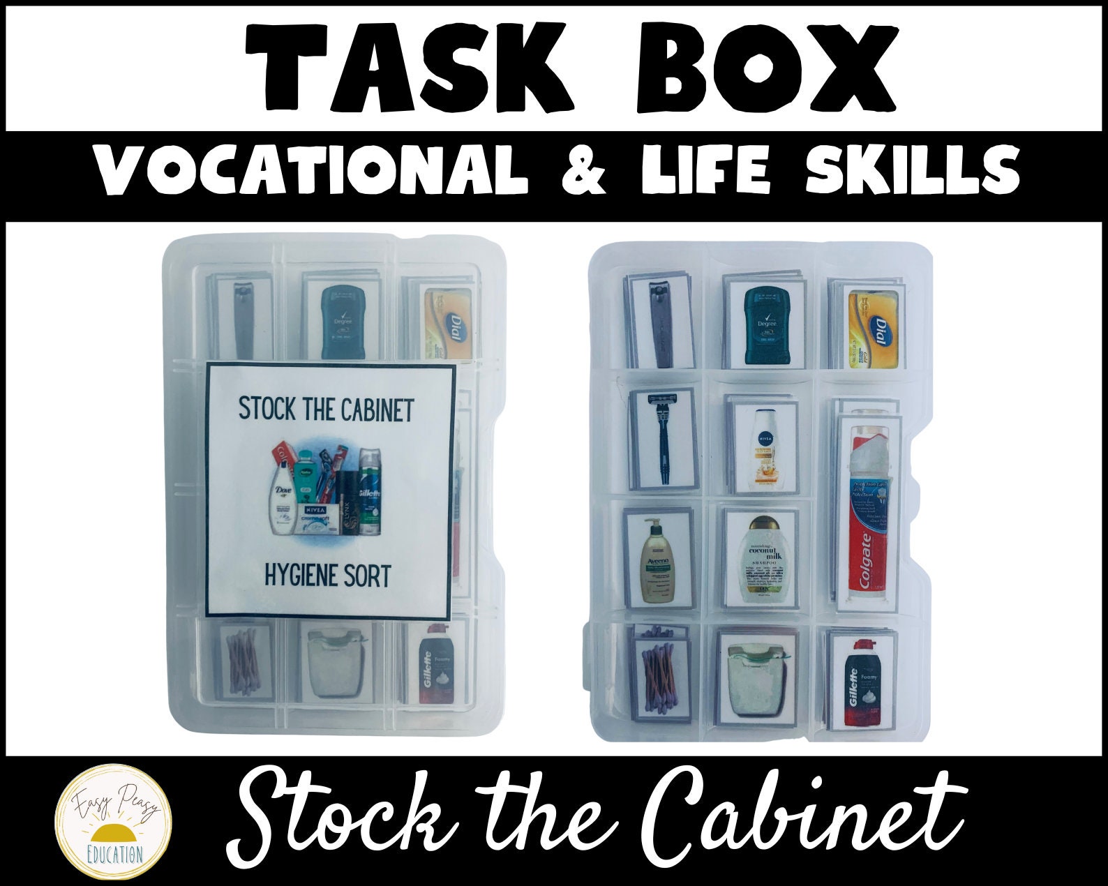 Premade Task Boxes for Special Education Life Skills Independent Tasks for  Autism Work Task Vocational Activity With Real Pictures 