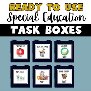 Premade Task Boxes for Special Education | Life Skills | Independent Tasks for Autism | Work Task | Vocational Activity with Real Pictures