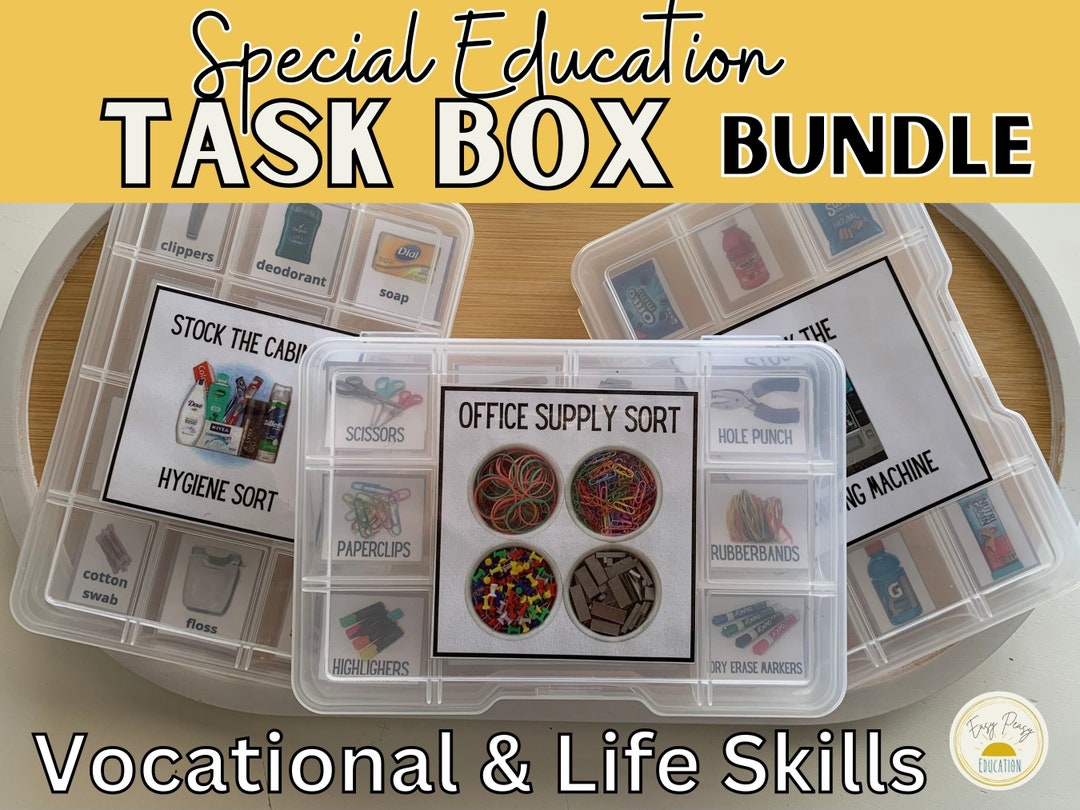 Special Education Task Box BUNDLE Vocational & Life Skills independent  Skill Autism Task DIY Task Box independent Skills fine Motor 