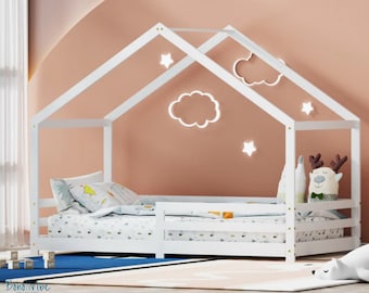 Kids Adventure Home Shaped White Bed Frame Single Sized Children's Bed Frame