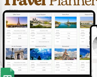 Travel Planner Spreadsheet, Vacation Planner Google Sheets, Holiday Planner, Travel Organizer, Trip Itinerary, Packing List, To-do