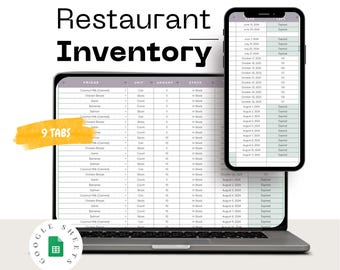 Restaurant Inventory Tracker Template Google Sheets, Bar Inventory Template, Kitchen Equipment Food Inventory List Restaurant Supplies Excel