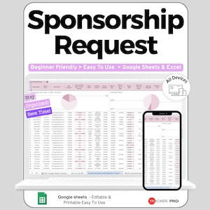 Corporate Sponsorship Request Tracker Google Sheets, Event & Campaign Sponsorship Proposal Log, Business Sponsorship Spreadsheet Tool