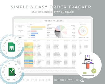 Order Tracker | Small Business Bookkeeping | Sales Tracker | Revenue Tracker | Excel and Google Sheets Template | Business Spreadsheet