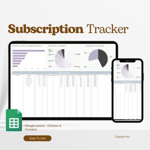 Monthly Subscription Tracker Google Sheets, Monthly Subscription Tracker Excel Template, Subscriptions Tracker Excel Spreadsheet 2026