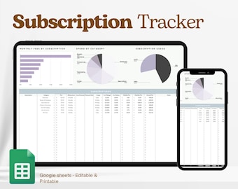 Subscription Tracker Google Sheets Template | Monthly Bills & Subscriptions Organizer | Recurring Payments Log | Budget Expense Spreadsheet