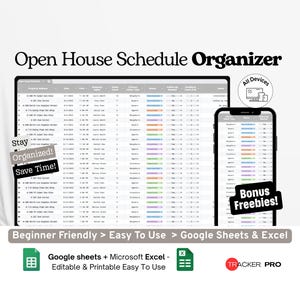 Open House Schedule Organizer Google Excel, Real Estate Showing Planner, Property Viewing Log, Realtor Template Spreadsheet