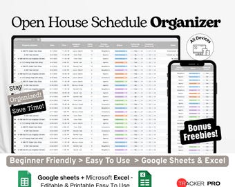 Open House Schedule Organizer Google Excel, Real Estate Showing Planner, Property Viewing Log, Realtor Template Spreadsheet