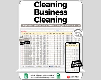 Cleaning Business Checklist Bundle Google Sheets Template, Room by Room Deep Clean & Recurring Schedule Lists, Client Ready Checklists, Log