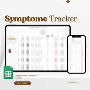 Symptomspårare i Excel, symptomjournal, hälsospårare, medicinsk spårare, Google Sheets för kronisk sjukdom, mall för symptomplanerare