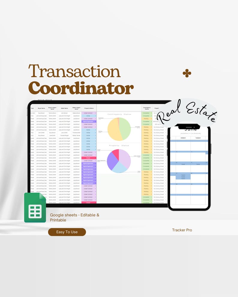 Realtor Transaction Checklist, Real Estate Excel Spreadsheets, Transaction Coordinator Tracker, Transaction Coordinator Templates Checklist image 1