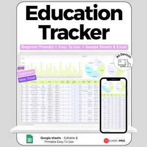 Mall för Google Sheets för fortbildningsspårning, kalkylblad för CEU-poänglogg, förnyelse av yrkeslicens och kursregister, utskrivbara material