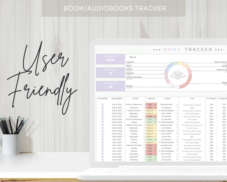 Reading Book Tracker, Book Tracker Template, Track Your Reading, Reading Log, Book Journal, Google Sheets and Excel Spreadsheet 2024 image 10