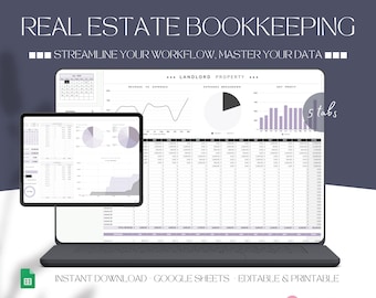 Spreadsheet voor de boekhouding van inkomsten en uitgaven in de vastgoedsector, spreadsheet voor het bijhouden van uitgaven van makelaars en vastgoedagenten, spreadsheet voor het bijhouden van inkomsten.