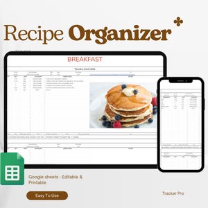 Recipe Organizer Spreadsheet | Recipe Organizer, Google Sheets, Recipe Log, Digital Recipe Book