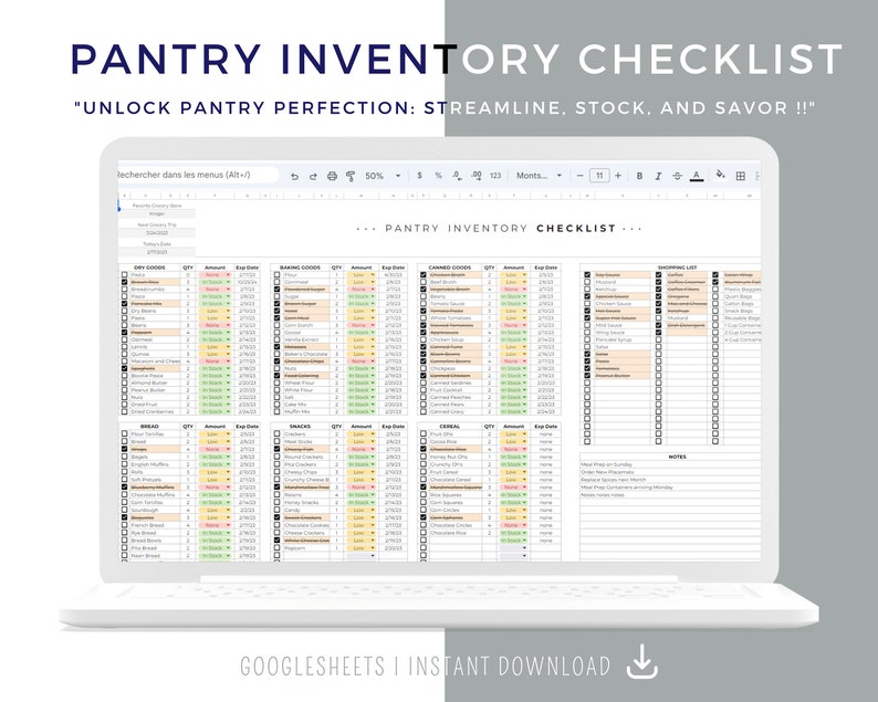 Pantry Inventory Template, Pantry List, Pantry Planner, Food Inventory
