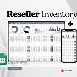Sjabloon voor een spreadsheet voor het bijhouden van de voorraad van wederverkopers, voorraadlogboek in Google Sheets, magazijnbeheer in Excel, e-commerce product