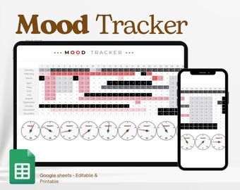 Hoja de cálculo digital para el seguimiento del estado de ánimo, plantilla de Google Sheets, registro diario del estado de ánimo, diario del estado de ánimo, gráfico del estado de ánimo, registro de sentimientos/emociones, registro del estado de ánimo