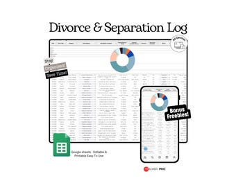 Google Sheets-Vorlage für Scheidungs- und Trennungsplaner (Sorgerechts-, Finanz- und Rechts-Tracker-Tabelle für die gemeinsame Elternschaftsplanung)