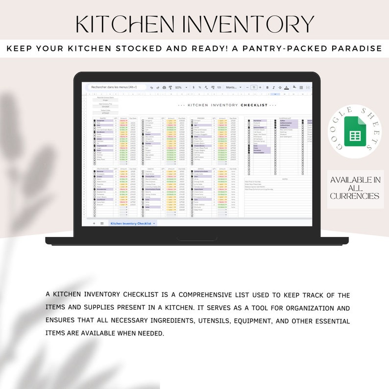 Freezer Inventory Template, Freezer Checklist, Freezer List, Food