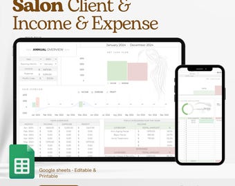 Salon Business Planner Template, Hair Salon Bookkeeping Log, Beauty Salon, Nail Salon Salon Business Plan Excel Spreadsheet Google Sheets