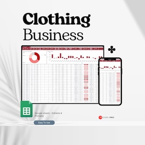 Clothing Business Spreadsheet Bundle Google Sheets, Clothing Inventory Tracker, Order Tracker, Apparel Order Form, Small Business Template