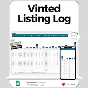 Vinted Inventory & Listing Tracker Google Sheets | Track Vinted Listings, Inventory, Sales, Orders, Profits, Marketplace Seller Planning Log