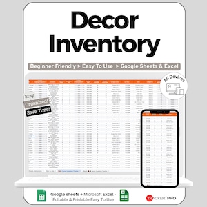 Halloween Decor Inventory and Storage Excel Google Sheets , Track Decorations, Storage, Costs, Inventory, Holiday Event Planning Halloween