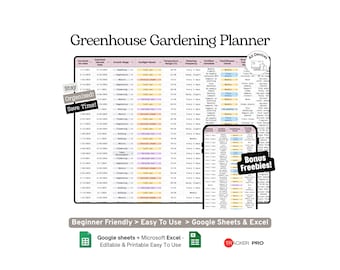 Gewächshaus-Gartenpflegeplan-Vorlage für Google Sheets, Pflanzkalender, Bewässerungs-, Dünge- und Gartenpflegeprotokoll, Excel