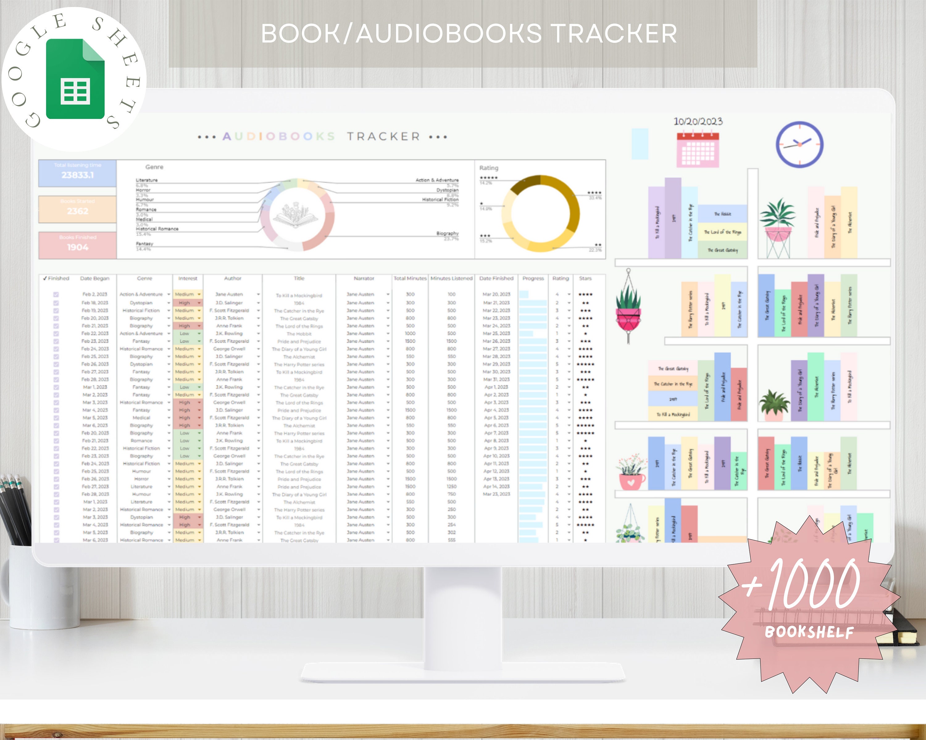 2023 100 Books Reading Goal Tracker Cross Stitch Bookmark PDF