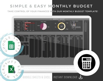 Monthly Planner, Monthly Budget Spreadsheet - Pastel | Google Sheets Budget Template, Monthly Budget Template, Excel Financial Planner