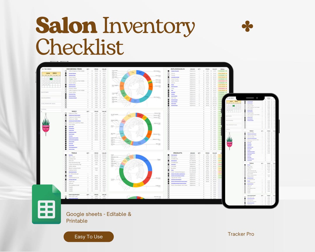 Nail Salon Inventory List Template, Google Sheets, Autocalculating Nail Salon Inventory List Template, Google Sheets, Autocalculating