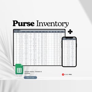 Purse Inventory Tracker Business Template, Purse Inventory Tracker Stock Tracker Inventory List, Purse Inventory Google Sheets Spreadsheet