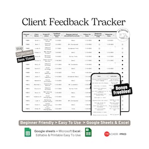 Client Feedback and Testimonial Request Tracker Google Sheets Template, Reviews, Testimonials and Customer Outreach Log, Excel