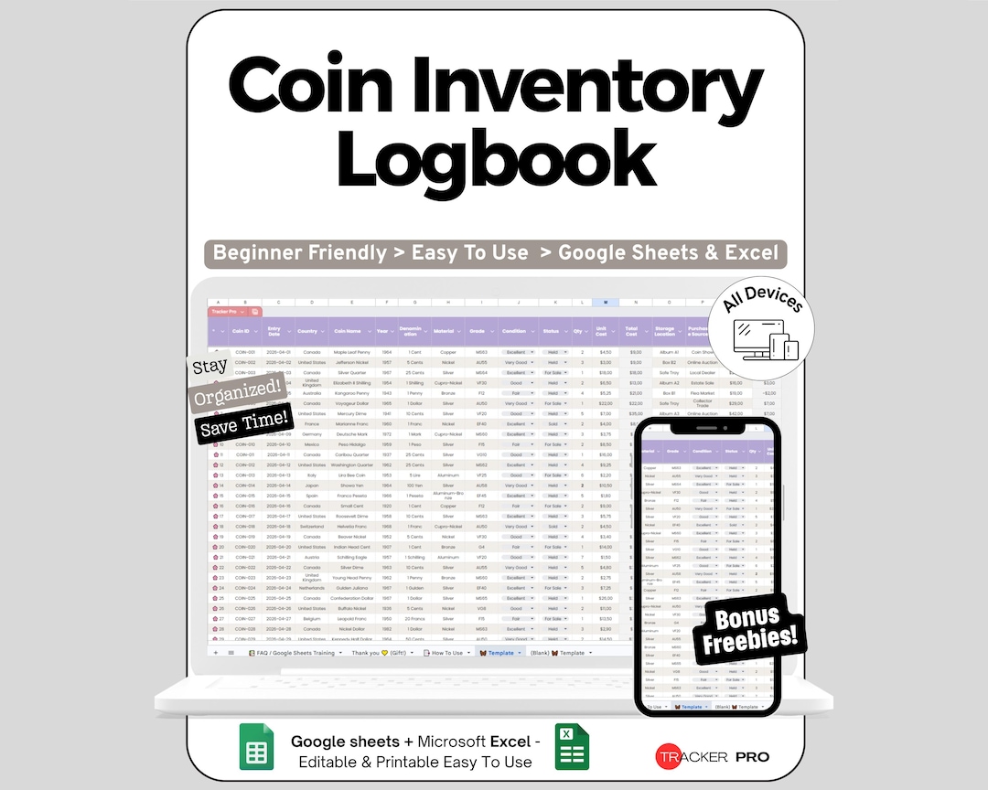Coin Inventory Logbook, Coin Collection Tracker, Coin Collector, Coin ...
