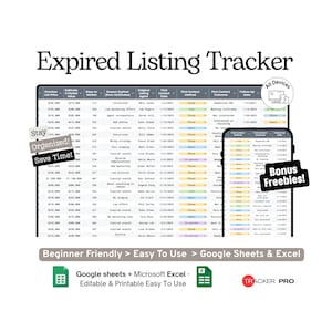 Expired Listing Tracker Google Sheets Template (Real Estate Expired Listings, Leads and Realtor Outreach Spreadsheet)
