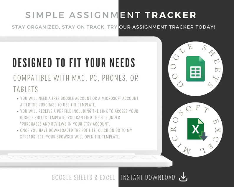 School Planner Spreadsheet Assignment Tracker Google Sheets - Etsy