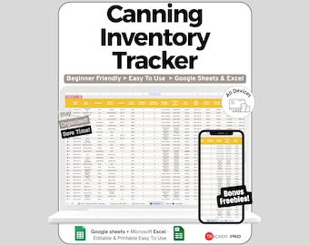 Canning Inventory Spreadsheet Google Sheets Template, Home Canning Batch Log & Pantry Rotation Tracker, Food Storage Jar Count Sheet, Log