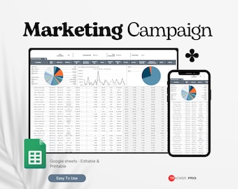 Marketing Campaign Tracker, Social Media Ads Performance Tracker, Product Advertising Business Planner Template, Marketing Analytics Tracker