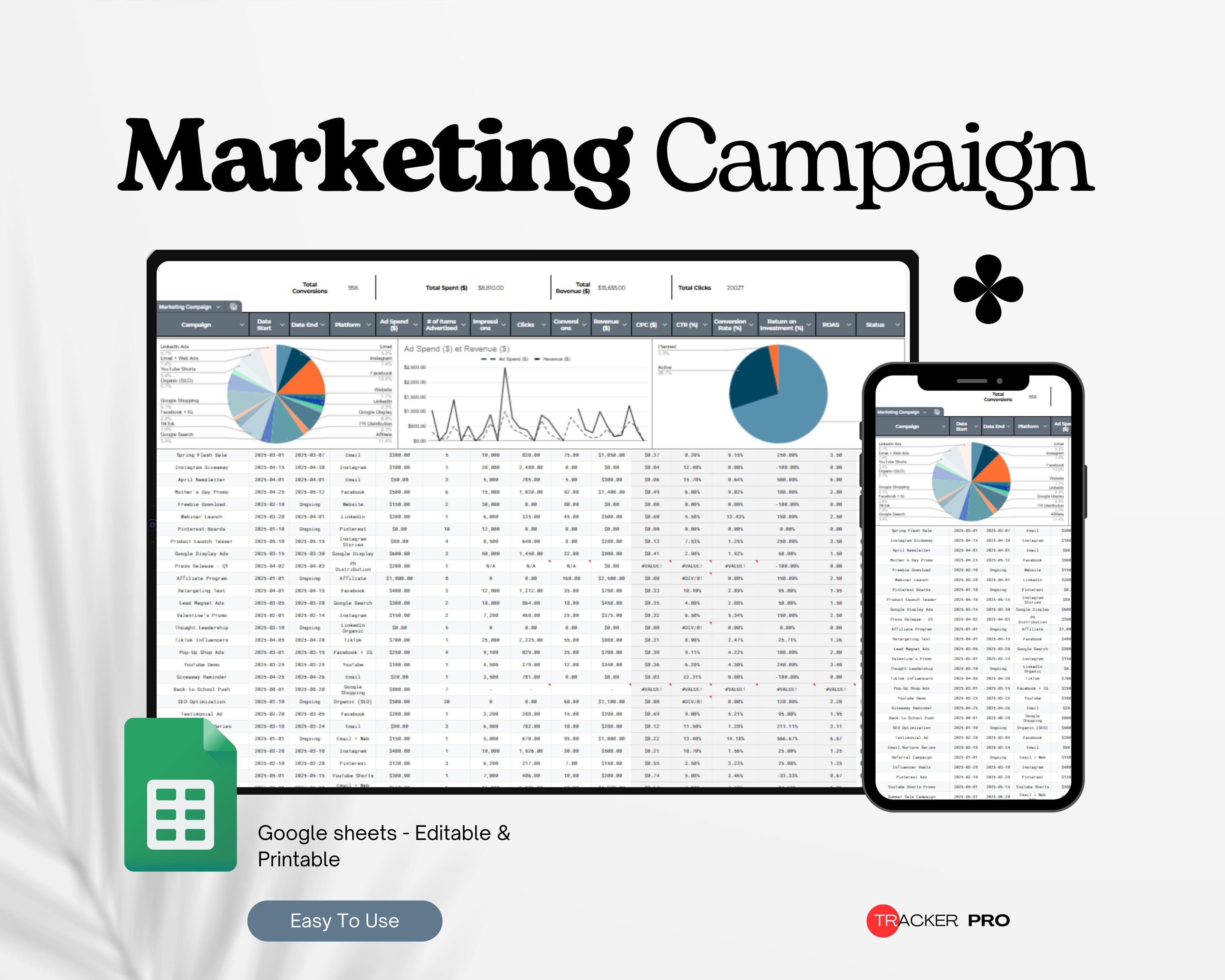 Marketing Campaign Tracker, Social Media Ads Performance Tracker ...