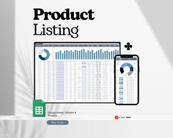Product Listing Template Bundle, Editable Product Description Spreadsheet Template, Business Planner, Shop Organization, Store Templateslogo