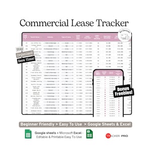 Plantilla de Hojas de Cálculo de Google para el Seguimiento de Contratos de Arrendamiento Comercial (Hoja de Cálculo para la Gestión de Condiciones de Arrendamiento, Pagos de Alquiler y Contratos de Arrendamiento)