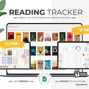 Tracker di lettura, modello di tracker di libri definitivo, traccia la tua lettura, registro di lettura, diario del libro, fogli Google e foglio di calcolo Excel
