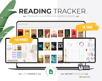 Reading Tracker, Ultimate Book Tracker Template, Track Your Reading, Reading Log, Book Journal, Google Sheets and Excel Spreadsheet