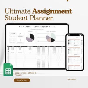 Plantilla de hoja de cálculo de Excel para seguimiento de tareas en Google Sheets | Lista de verificación digital para planificar tareas escolares o universitarias | Planificador de carreras