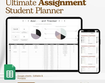Class Assignment Tracker Google Sheets Spreadsheet Template | Digital ...