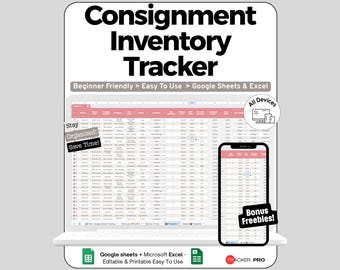 Consignment Inventory Tracker, Thrift Shop Product Management, Resale Business Google Sheet, Inventory Management Log, Boutique Template